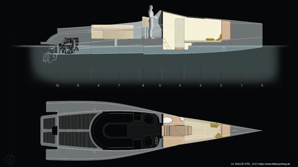 12m super efficient Powerboat exceeding 50kn.