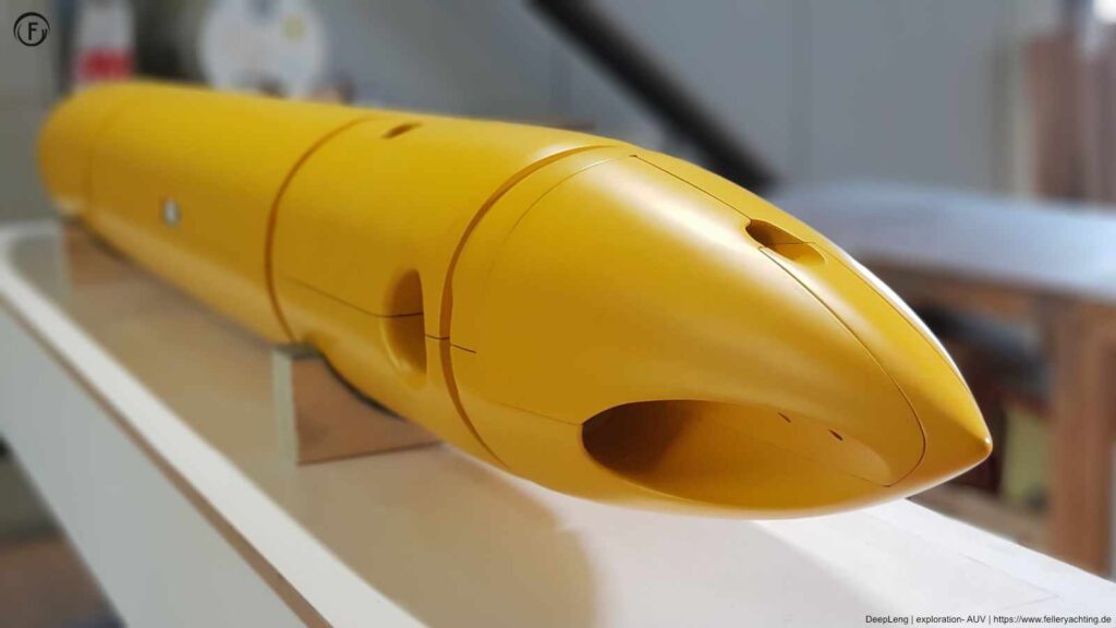 EurEx-LUNa, Weltraumrobotik und Unterwasserrobotik. Autonom tauchendes U-Boot zur Erforschung der autonomen Unterwassernavigation. Ein Projekt des DFKI Bremen. Auslegung und Herstellung des gelben Körpers FELLERyachting