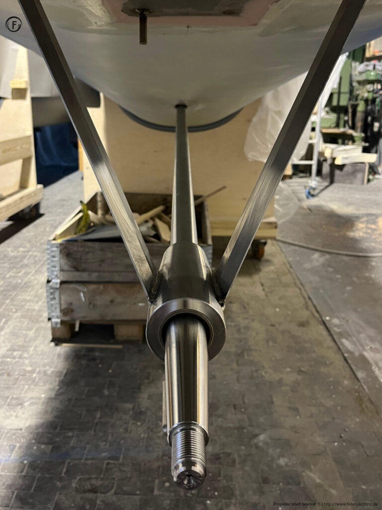 Prop shaft bracket on a 49ft catamaran build by Uwe Feller, FELLERyachting